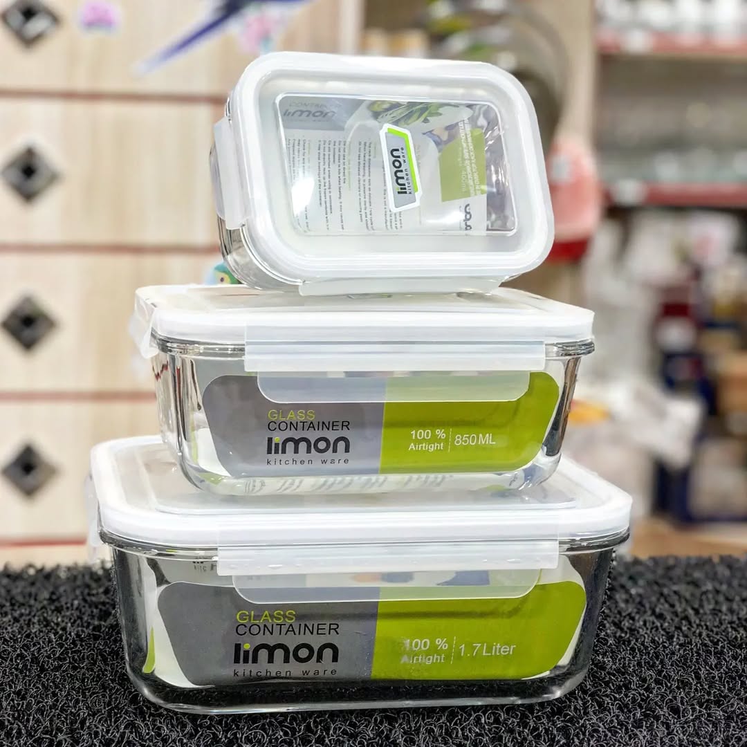 Limon Glass Container 3-Pcs Set (Rectangle)!
