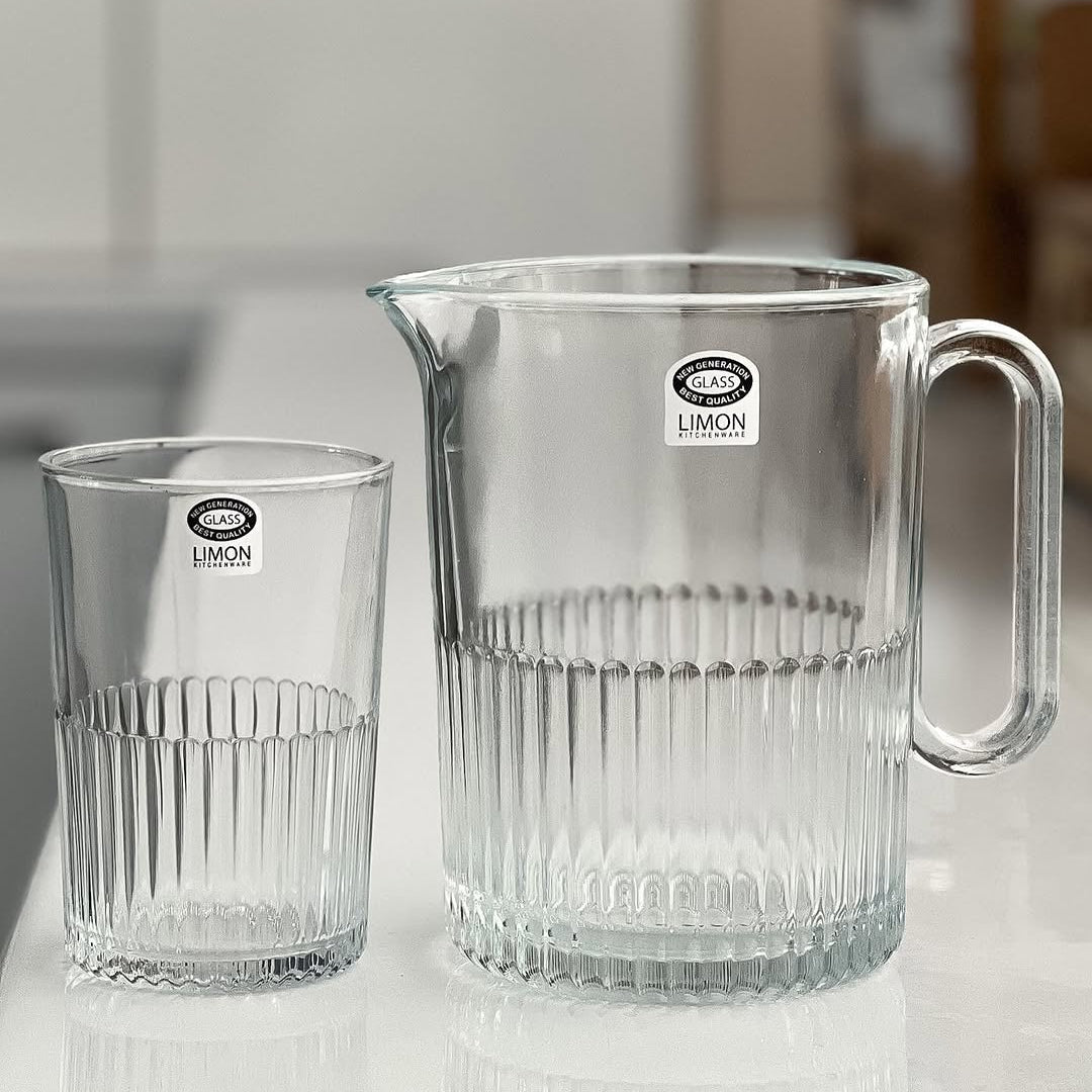 Limon Pitcher & Water Glass 7-Pcs Set (1-Jug & 6-Glass)!