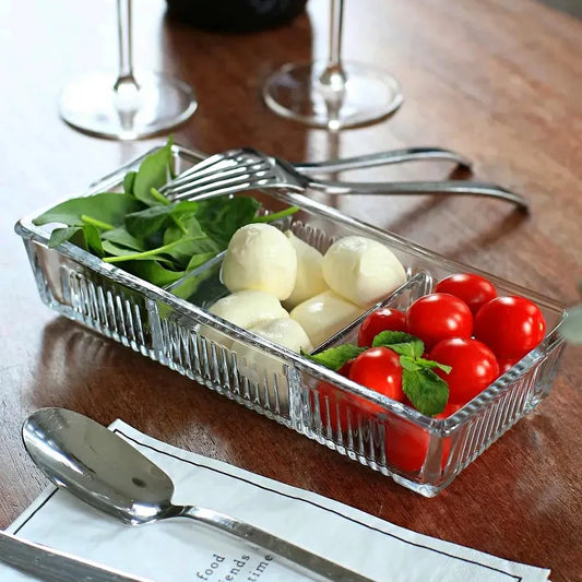 Limon Glass Snack Serving Tray with Acrylic Lid