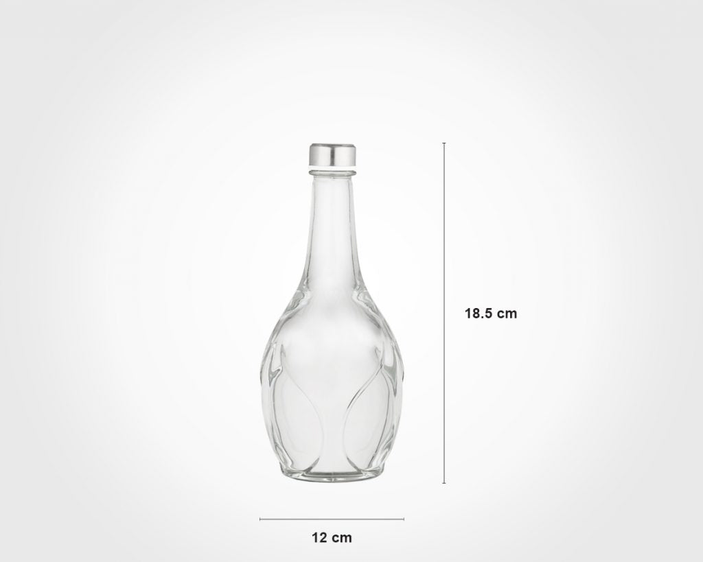 Limon Glass Bottle with Steel Lid 1.1 L (Leaf Design)