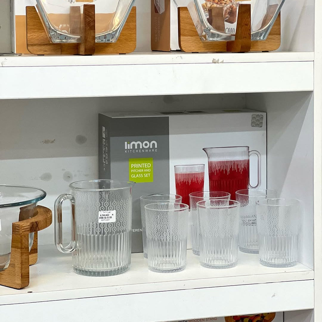 Limon Printed Glass Water Set 7Pcs (1-Jug & 6-Glasses)