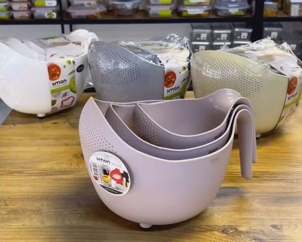 Limon Washing Bowl with Handle 3Pcs Set (Strainer)