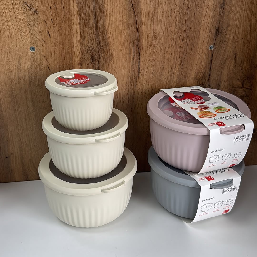 Limon Bowl Set with Vented Lid 3-Pcs (Plastic)!
