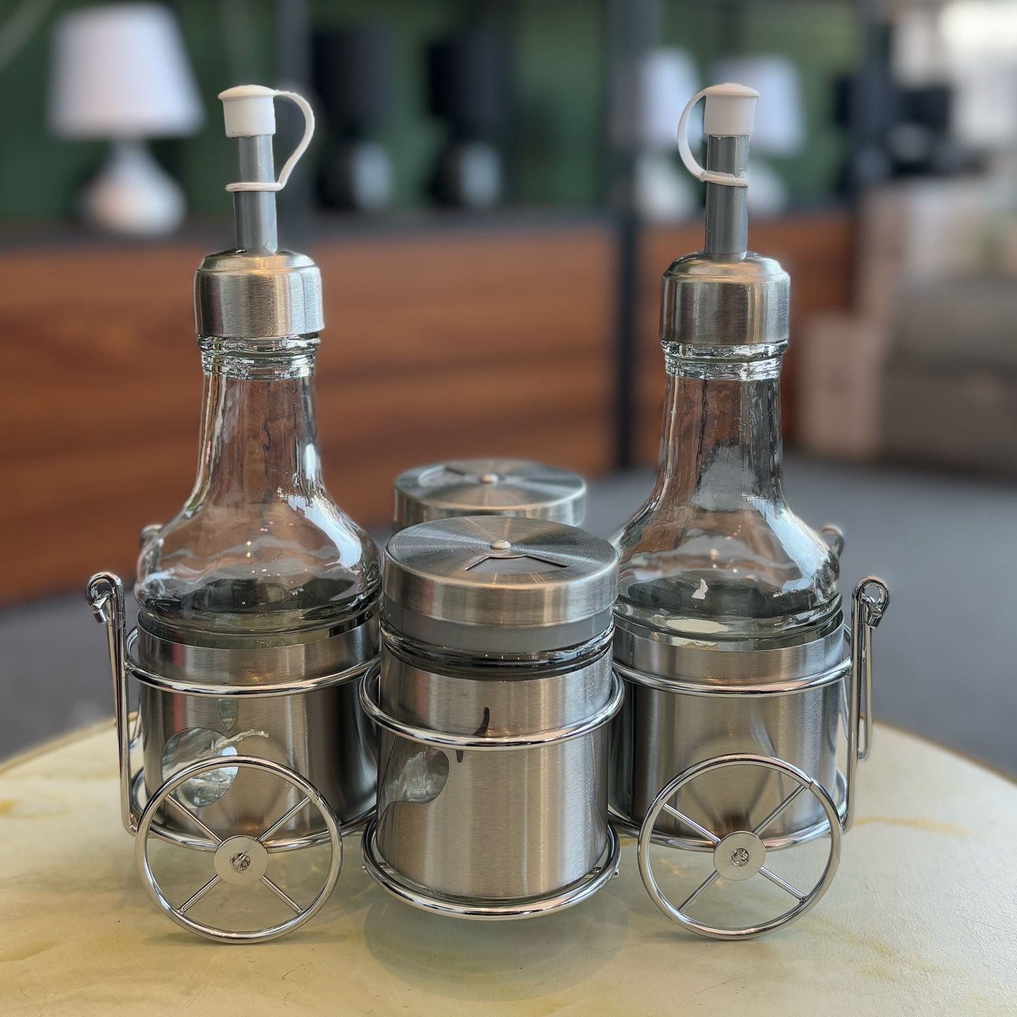 ZIBA Circa Set 5 Pcs (2-Sauce Bottles, 2-Shaker & Stand)