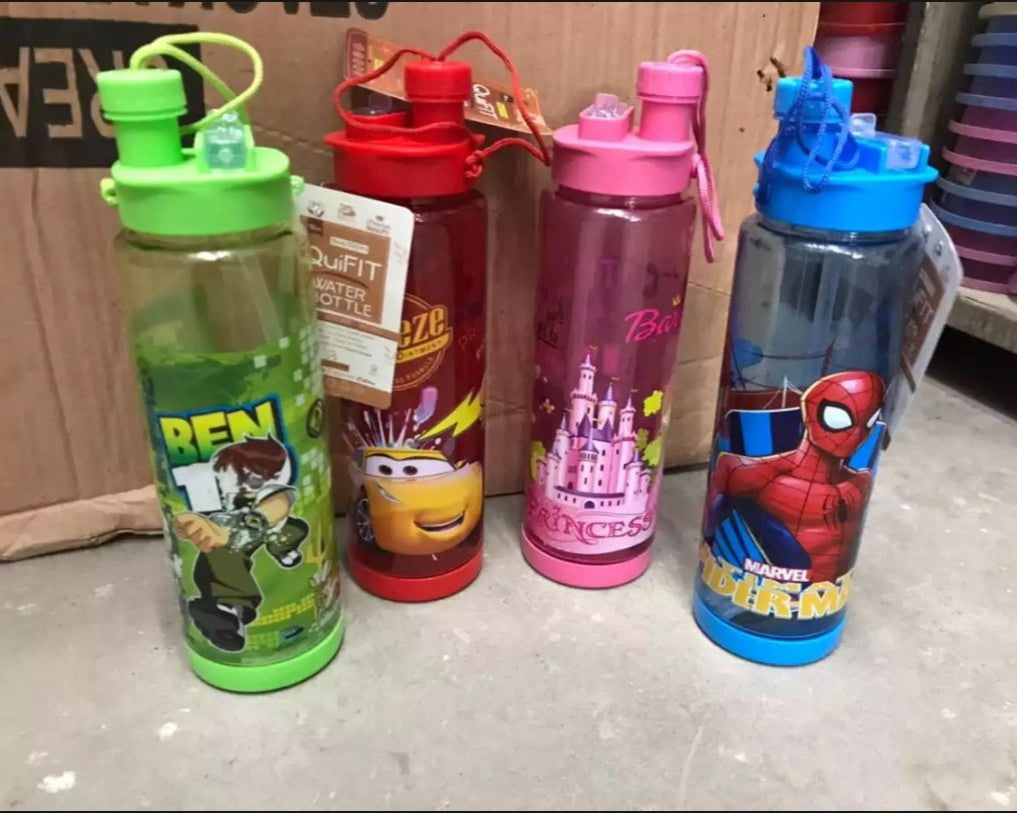 2 in 1 Kids School Water Bottle 600-ml (Sip & Straw)!