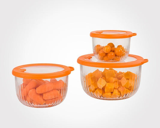 Limon Glass Bowl with Vented Lid 3-Pcs Set