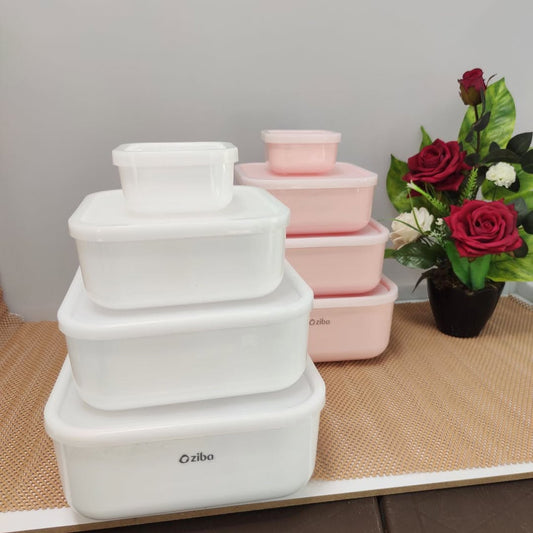 ZIBA Plastic Bowl Set with Airtight Lid 4-Pcs!