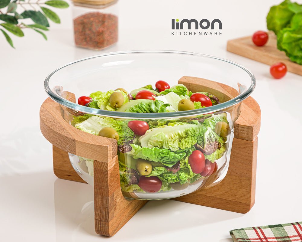 Limon Serving Bowl with Wooden Stand 2L