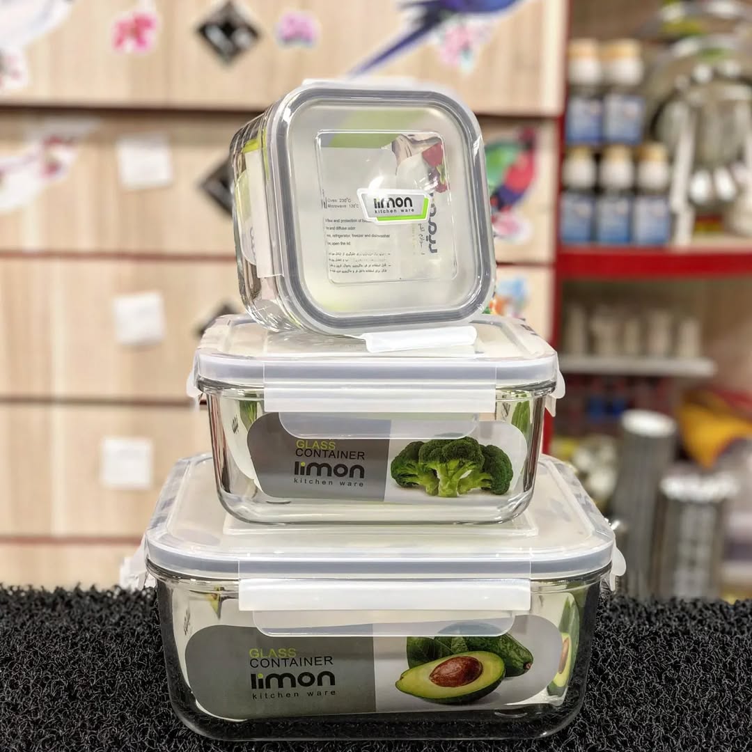 Limon Glass Container 3-Pcs Set (Square)!