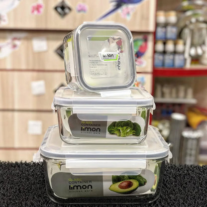 Limon Glass Container 3-Pcs Set (Square)!