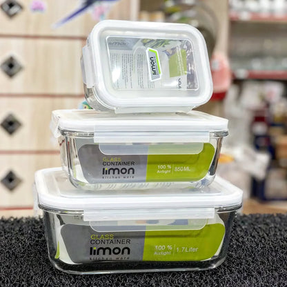 Limon Glass Container 3-Pcs Set (Rectangle)!