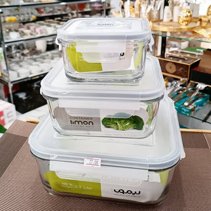 Limon Glass Container 3-Pcs Set (Square)!