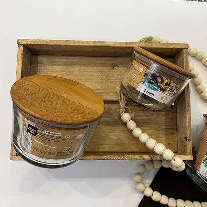 Ziba Wooden Glass Container 3-Pcs Set!