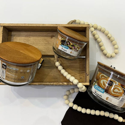 Ziba Wooden Glass Container 3-Pcs Set!