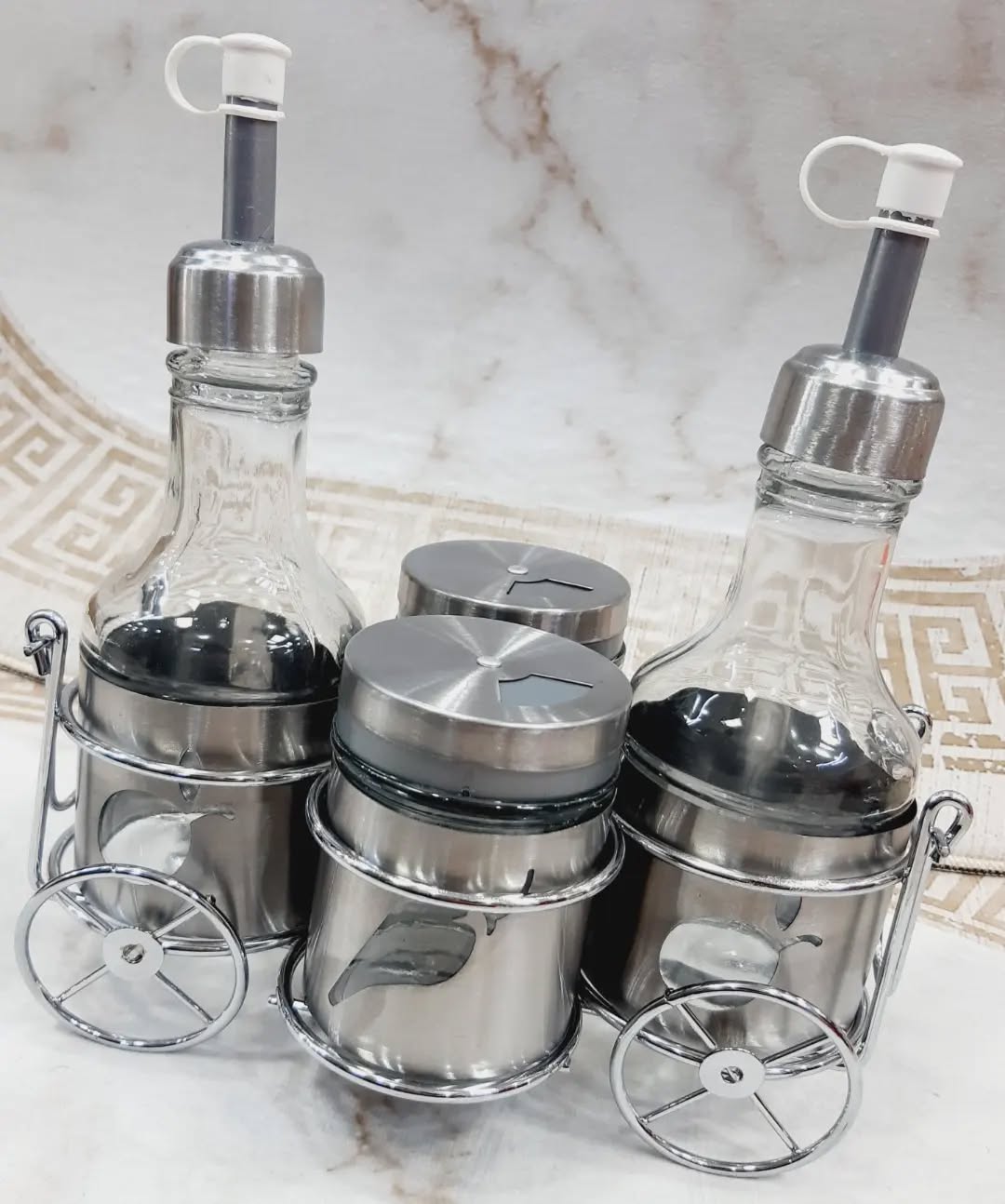 ZIBA Circa Set 5 Pcs (2-Sauce Bottles, 2-Shaker & Stand)