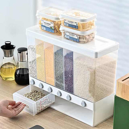 Wall Mounted Cereal & Beans Dispenser With Lids & 6-Partitions!
