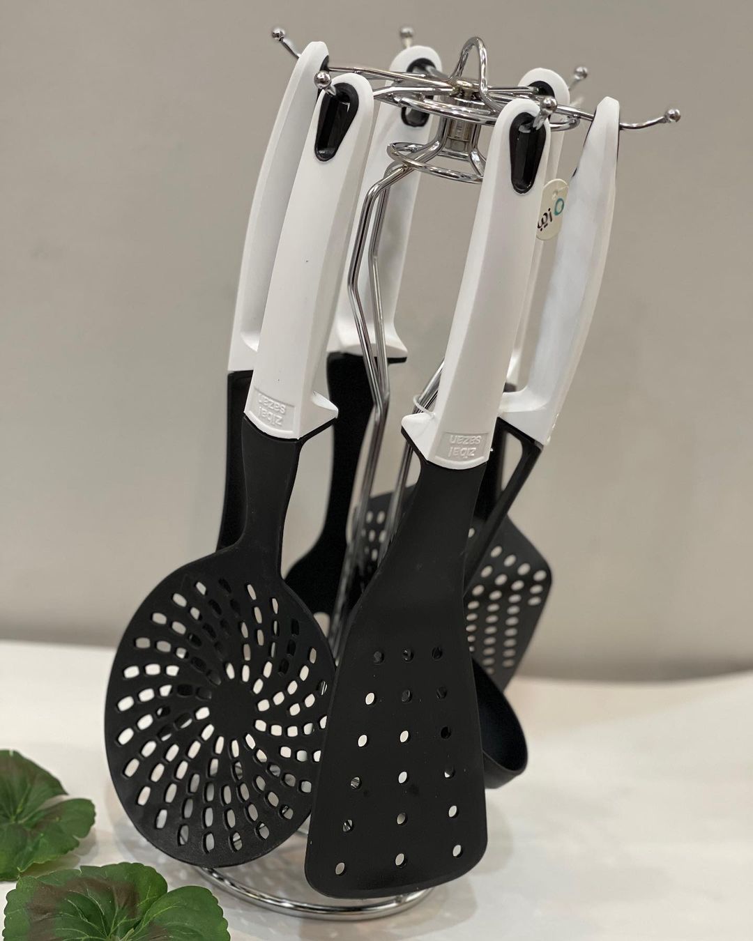 Ziba Spatula and Ladle Set with Steel Stand 6 in 1
