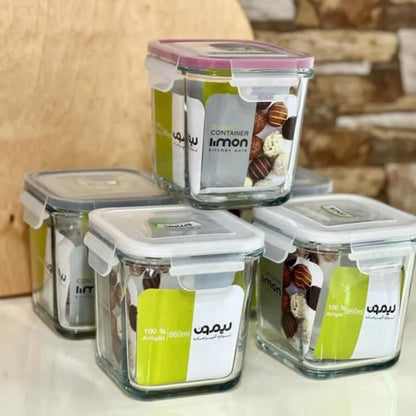 Limon Square Glass Container Four Lock (860-ml)