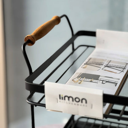 Limon Dish Rack with Wooden Handle (Metallic)