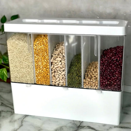 Wall Mounted Cereal & Beans Dispenser With Lids & 6-Partitions!