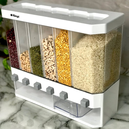 Wall Mounted Cereal & Beans Dispenser With Lids & 6-Partitions!