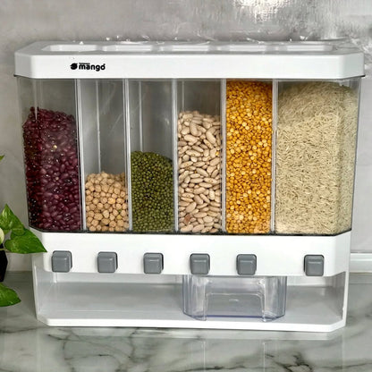 Wall Mounted Cereal & Beans Dispenser With Lids & 6-Partitions!