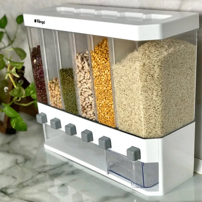 Wall Mounted Cereal & Beans Dispenser With Lids & 6-Partitions!