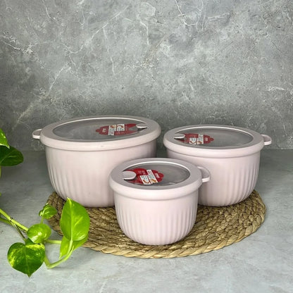 Limon Bowl Set with Vented Lid 3-Pcs (Plastic)!
