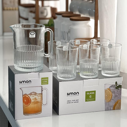 Limon Pitcher & Water Glass 7-Pcs Set (1-Jug & 6-Glass)!