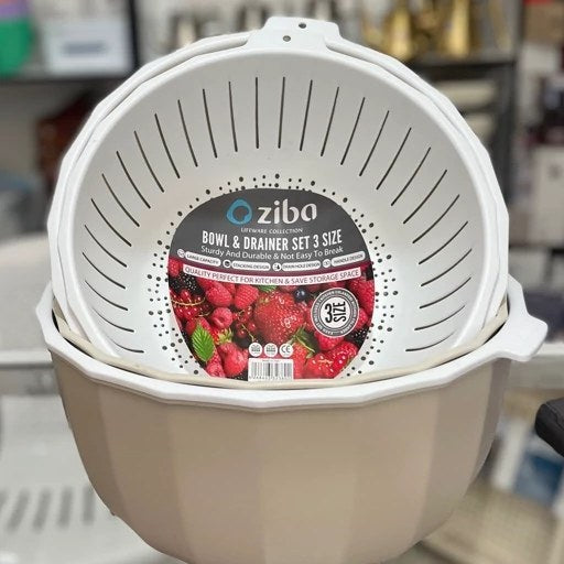 Ziba 2-in-1 Colander & Bowl Set (3-Piece)