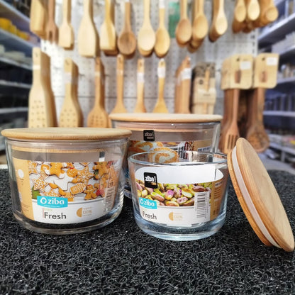 Ziba Wooden Glass Container 3-Pcs Set!