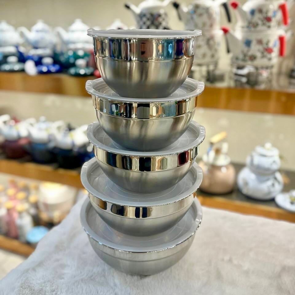 Stainless Steel Salad Bowl Set 5-Pcs!
