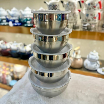 Stainless Steel Salad Bowl Set 5-Pcs!
