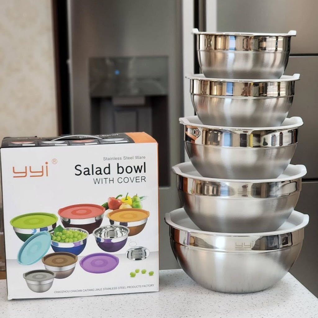 Stainless Steel Salad Bowl Set 5-Pcs!