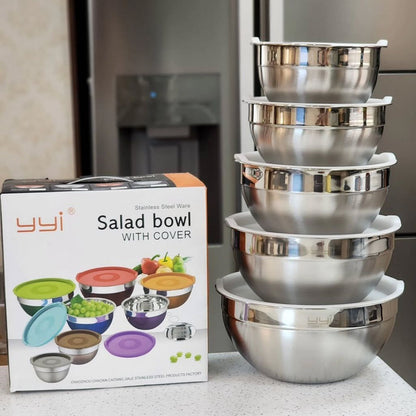 Stainless Steel Salad Bowl Set 5-Pcs!