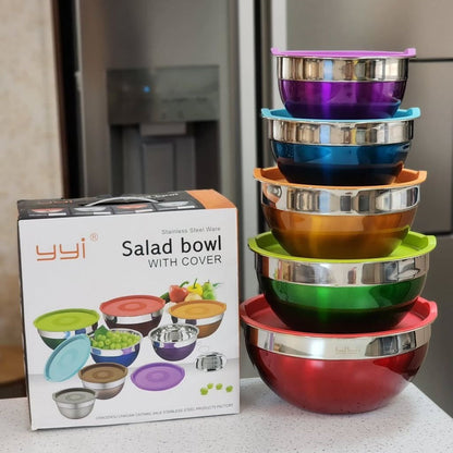Stainless Steel Salad Bowl Set 5-Pcs!