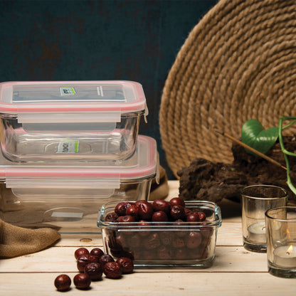 Limon Glass Container 3-Pcs Set (Rectangle)!