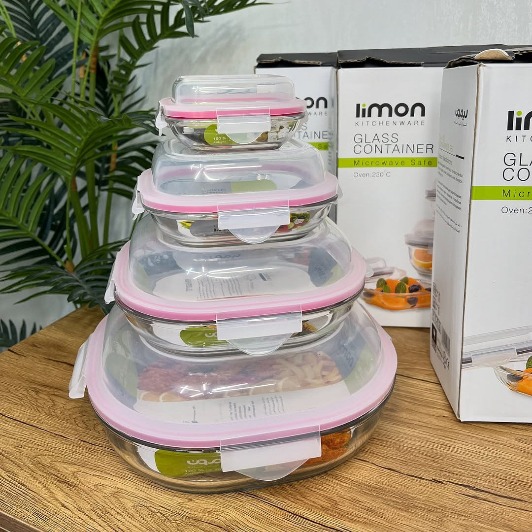 Limon Glass Container Set 4-Pcs (Round)