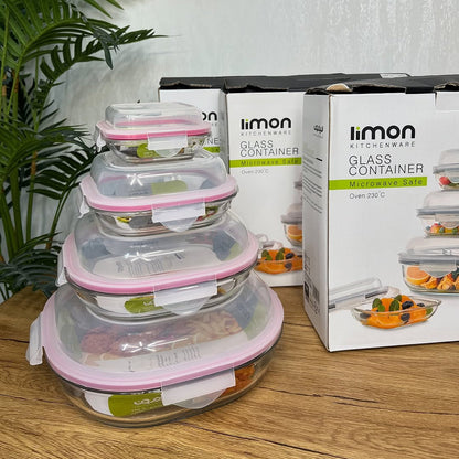 Limon Glass Container Set 4-Pcs (Round)