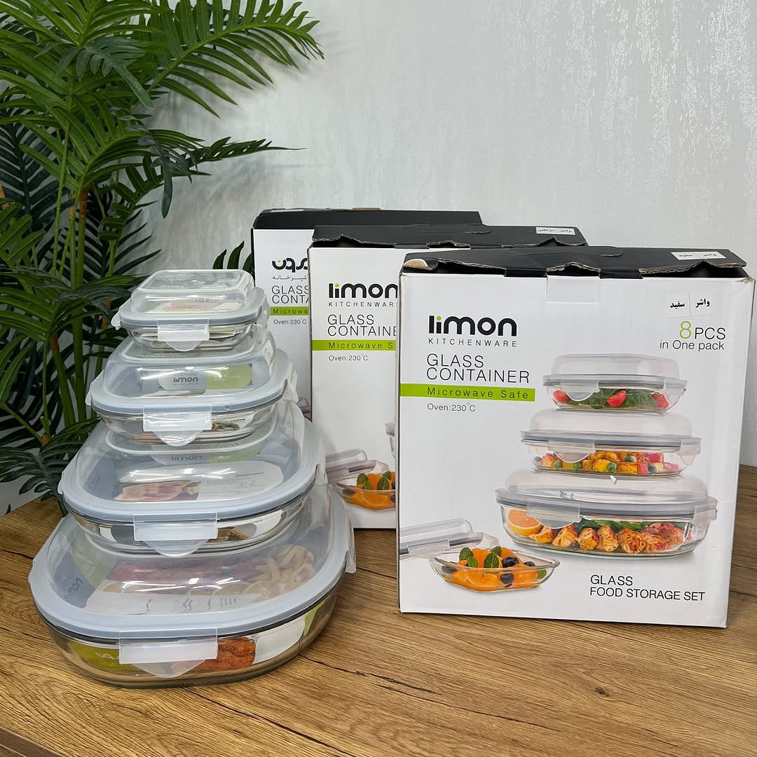 Limon Glass Container Set 4-Pcs (Round)