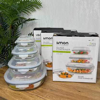 Limon Glass Container Set 4-Pcs (Round)