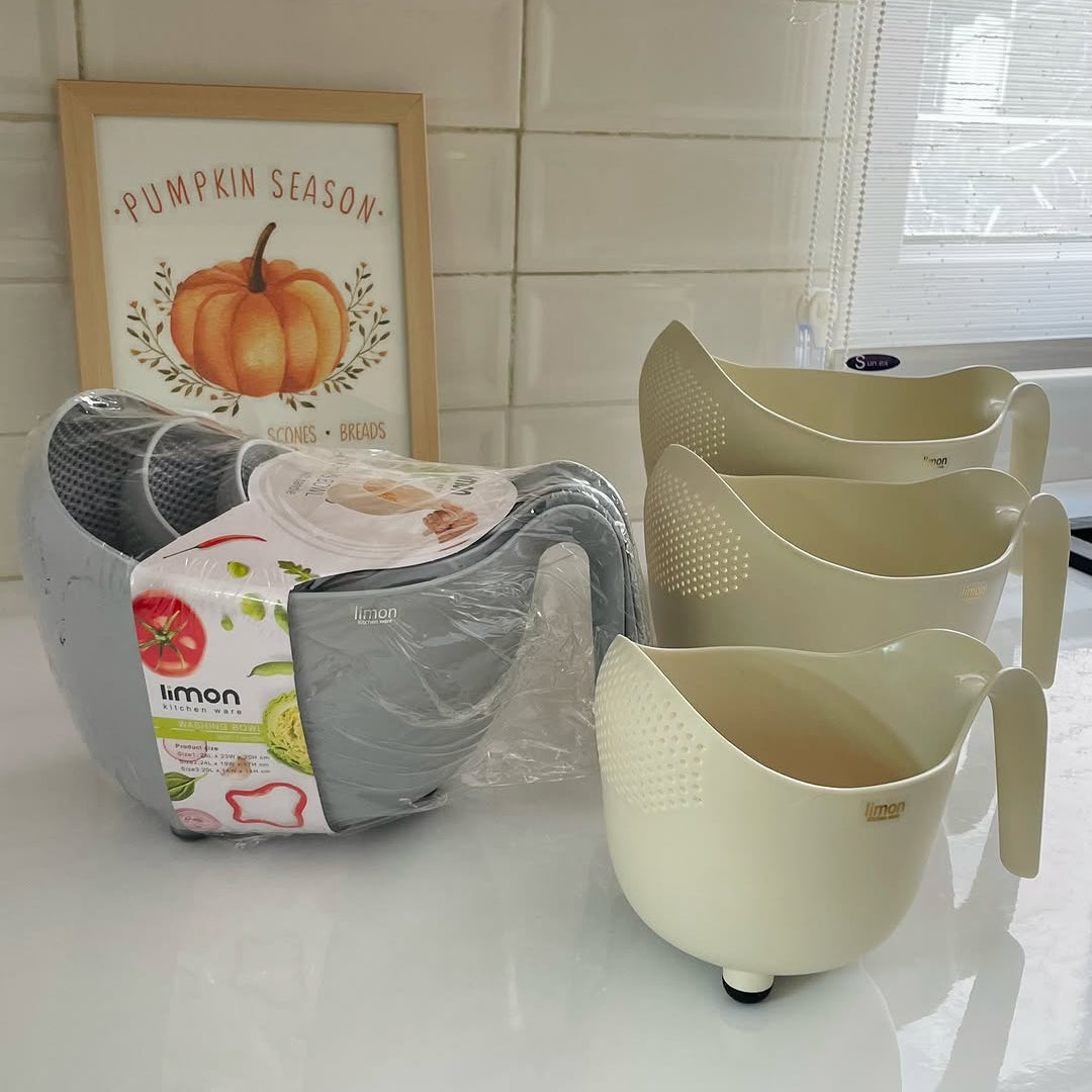 Limon Washing Bowl Set with Handle & Strainer!
