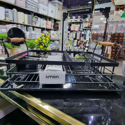 Limon Metallic Dish Rack with Wooden Handle