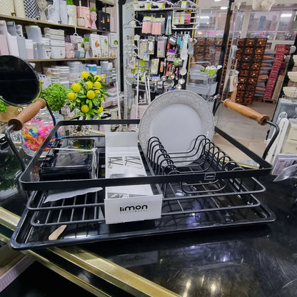 Limon Metallic Dish Rack with Wooden Handle