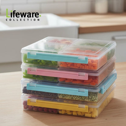 Airtight Food Storage Box in 4-Sections!