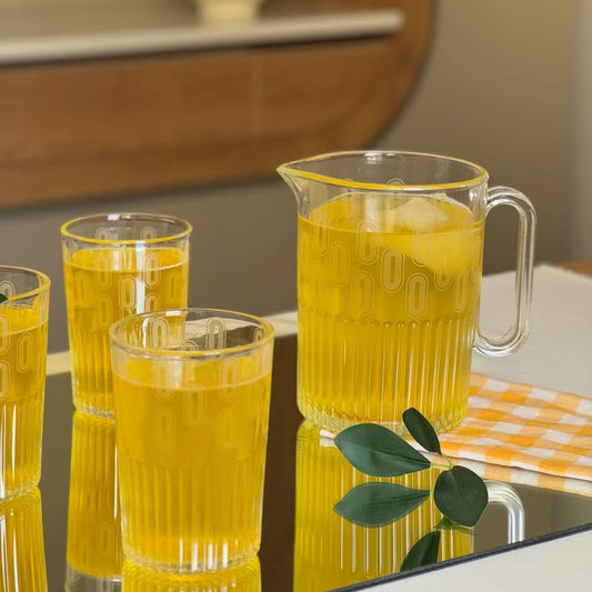 Limon Printed Glass Water Set 7Pcs (1-Jug & 6-Glasses)