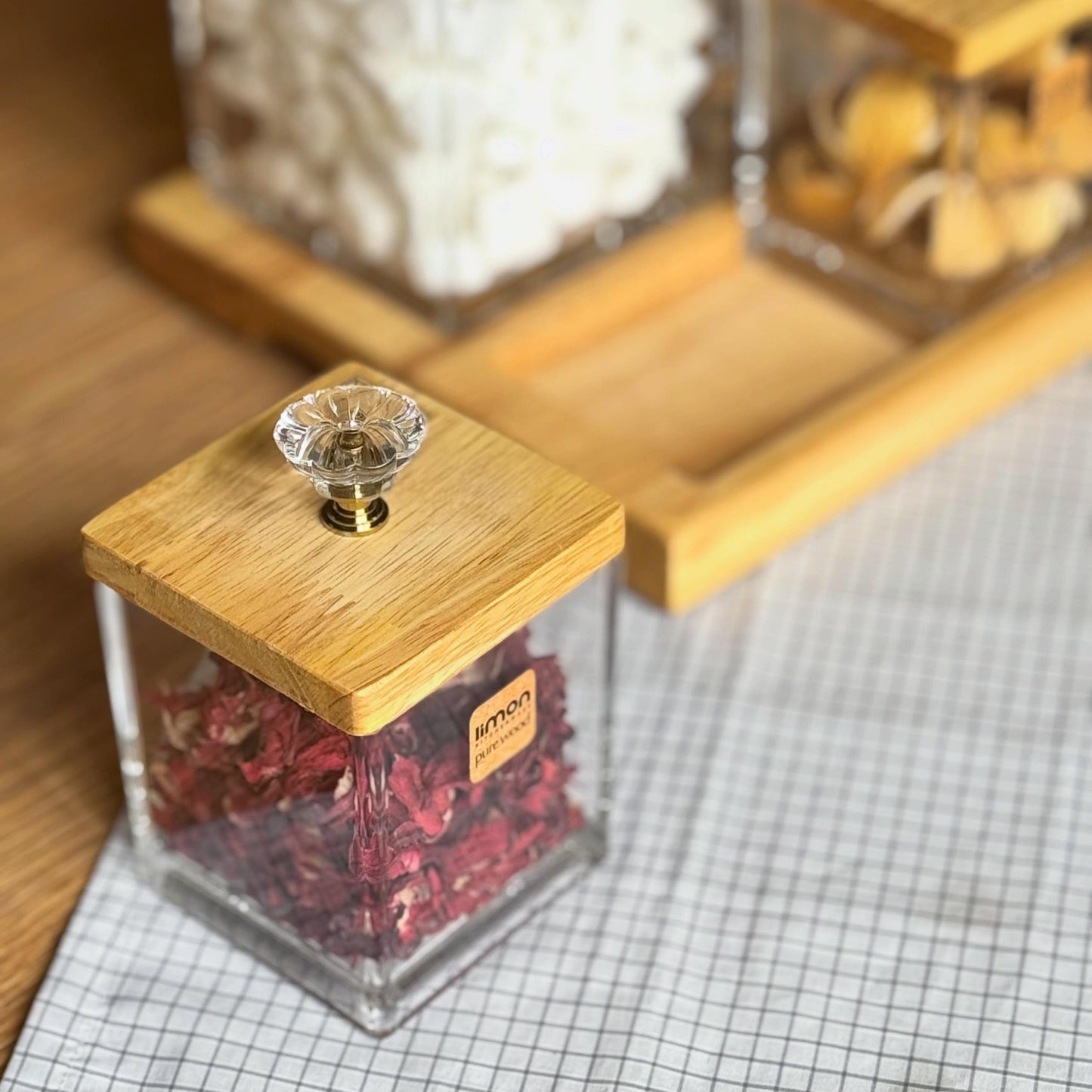 Limon Glass Spice Jars Set with Wooden Lid 8-Pcs (Canister Set)