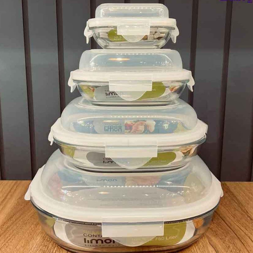 Limon Glass Container Set 4-Pcs (Round)