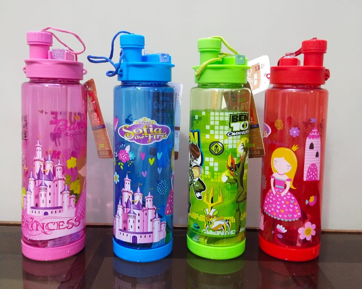 2 in 1 Kids School Water Bottle 600-ml (Sip & Straw)!