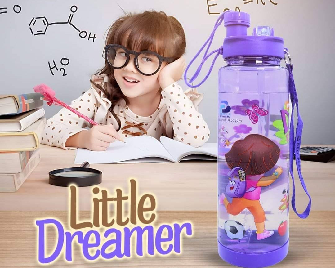 2 in 1 Kids School Water Bottle 600-ml (Sip & Straw)!